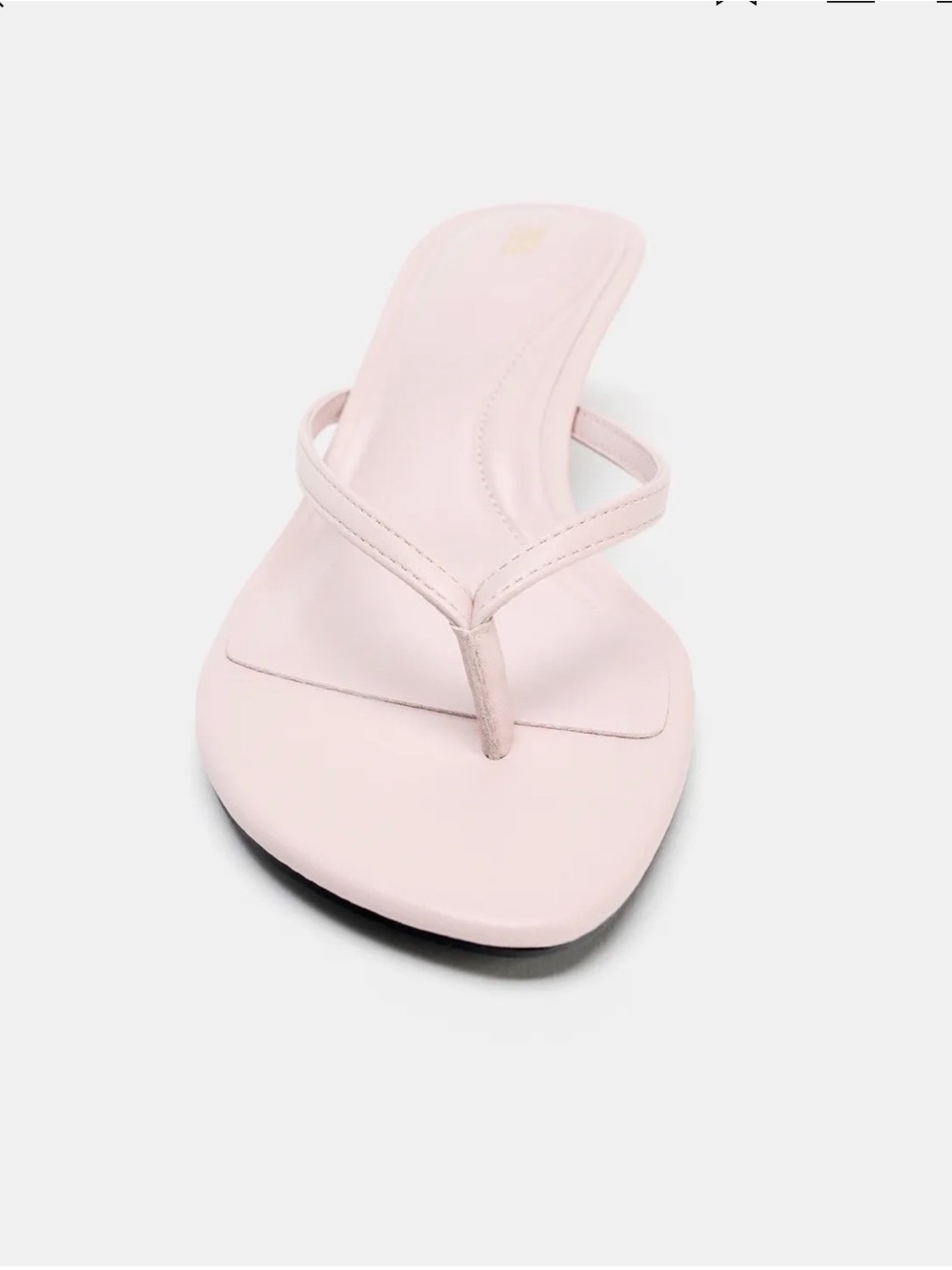 Zara Pale Pink Leather Thong Sandals - Minimalist Slip-On Thong 7.5 Mew $55 - Picture 7 of 10